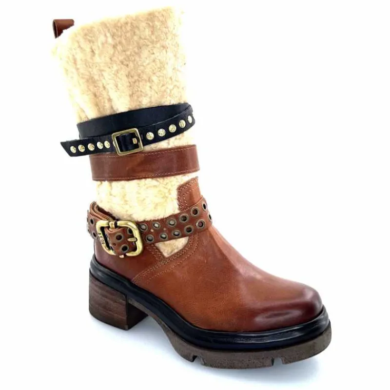 Montagne|Mi-bottes<AS 98 Bottines AS98 A89322 Cuir Fourrure Beige Marron