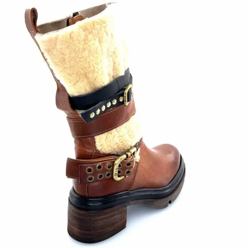 Montagne|Mi-bottes<AS 98 Bottines AS98 A89322 Cuir Fourrure Beige Marron