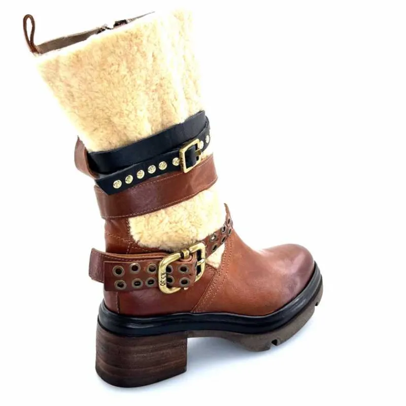 Montagne|Mi-bottes<AS 98 Bottines AS98 A89322 Cuir Fourrure Beige Marron