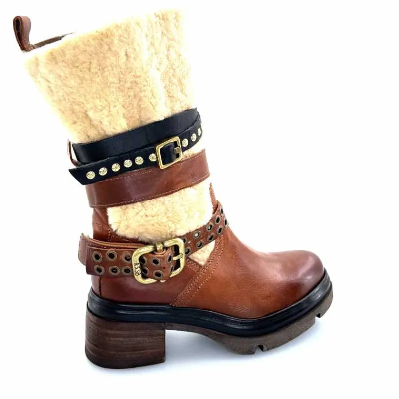 Montagne|Mi-bottes<AS 98 Bottines AS98 A89322 Cuir Fourrure Beige Marron