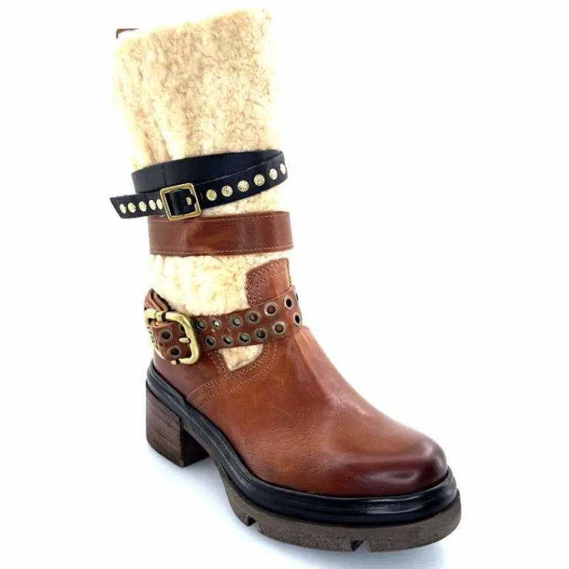 Montagne|Mi-bottes<AS 98 Bottines AS98 A89322 Cuir Fourrure Beige Marron