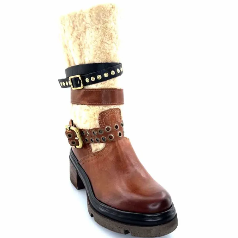 Montagne|Mi-bottes<AS 98 Bottines AS98 A89322 Cuir Fourrure Beige Marron