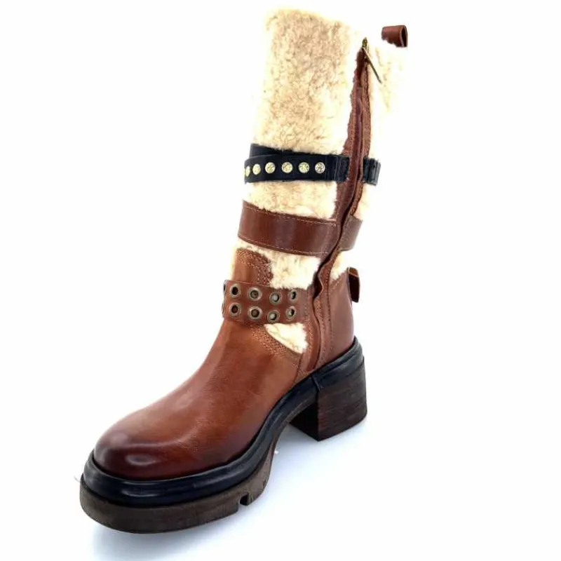 Montagne|Mi-bottes<AS 98 Bottines AS98 A89322 Cuir Fourrure Beige Marron