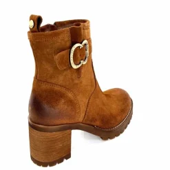 Basic|Bottines<Minka Bottines Bikers à Talons Horace Daim Camel Marron