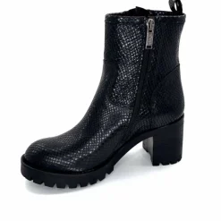 Animalier|Bottines<Minka Bottines Bikers à Talons Horace Cuir Snake Noir