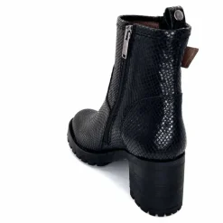 Animalier|Bottines<Minka Bottines Bikers à Talons Horace Cuir Snake Noir