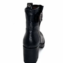 Animalier|Bottines<Minka Bottines Bikers à Talons Horace Cuir Snake Noir