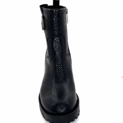 Animalier|Bottines<Minka Bottines Bikers à Talons Horace Cuir Snake Noir