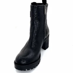 Animalier|Bottines<Minka Bottines Bikers à Talons Horace Cuir Snake Noir