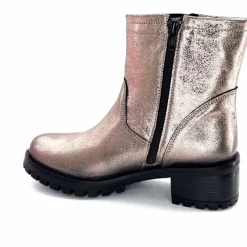 Rock|Bottines<follia dolce Bottines Bikers Ivoire Caici Cuir Métal Gris GrisMétal