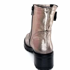 Rock|Bottines<follia dolce Bottines Bikers Ivoire Caici Cuir Métal Gris GrisMétal