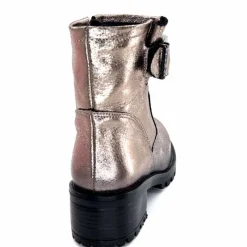 Rock|Bottines<follia dolce Bottines Bikers Ivoire Caici Cuir Métal Gris GrisMétal
