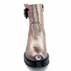 Rock|Bottines<follia dolce Bottines Bikers Ivoire Caici Cuir Métal Gris GrisMétal