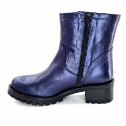 Rock|Bottines<follia dolce Bottines Bikers Ivoire Caici Cuir Bleu Nuit Marine
