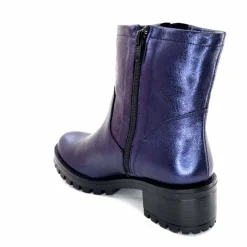 Rock|Bottines<follia dolce Bottines Bikers Ivoire Caici Cuir Bleu Nuit Marine