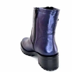 Rock|Bottines<follia dolce Bottines Bikers Ivoire Caici Cuir Bleu Nuit Marine