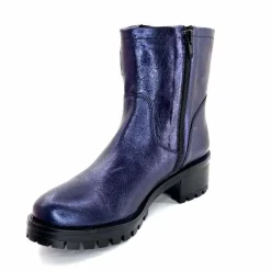 Rock|Bottines<follia dolce Bottines Bikers Ivoire Caici Cuir Bleu Nuit Marine