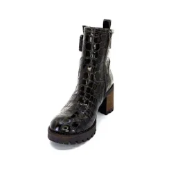 Rock|Bottines<Minka Bottines Bikers Fleur Cuir Coco Meg Marron