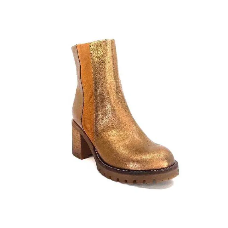 Montagne|Bottines<Minka Bottines Bikers Foly Cuir Dé Or