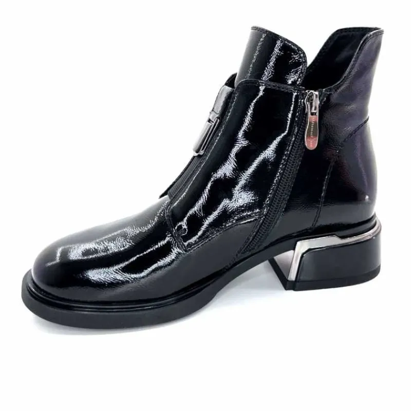 Basic<Elue Par Nous Bottines Sanchez Cuir Vernis Noir