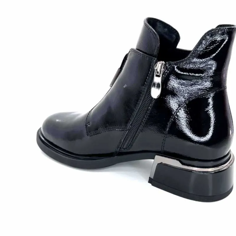 Basic<Elue Par Nous Bottines Sanchez Cuir Vernis Noir