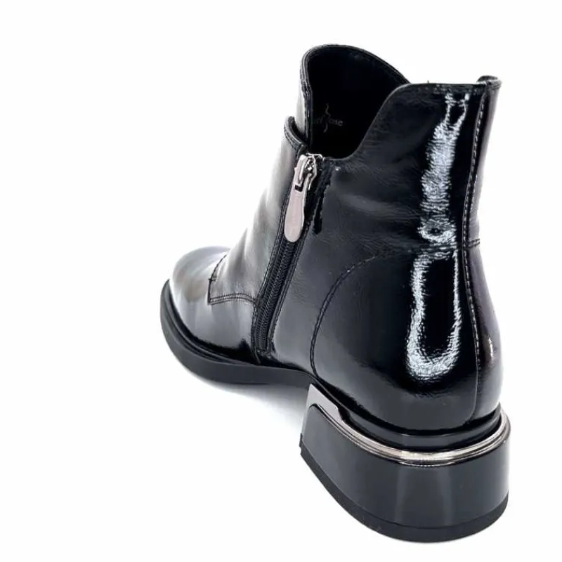 Basic<Elue Par Nous Bottines Sanchez Cuir Vernis Noir