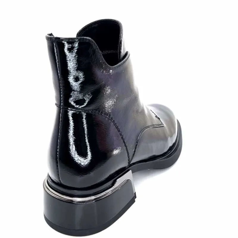 Basic<Elue Par Nous Bottines Sanchez Cuir Vernis Noir