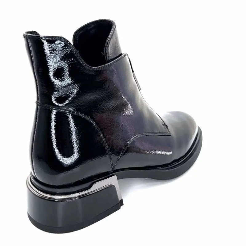 Basic<Elue Par Nous Bottines Sanchez Cuir Vernis Noir