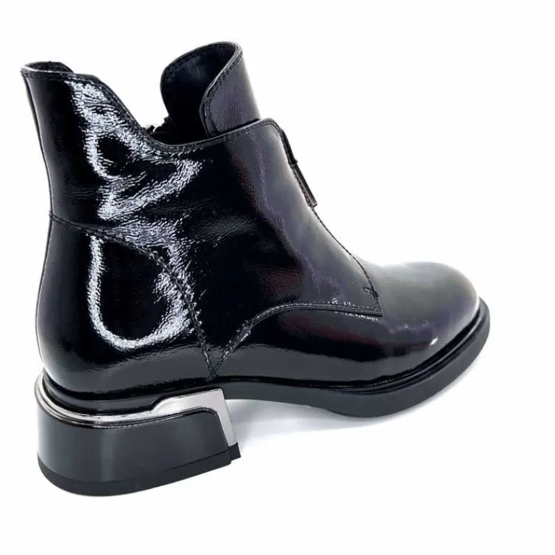 Basic<Elue Par Nous Bottines Sanchez Cuir Vernis Noir