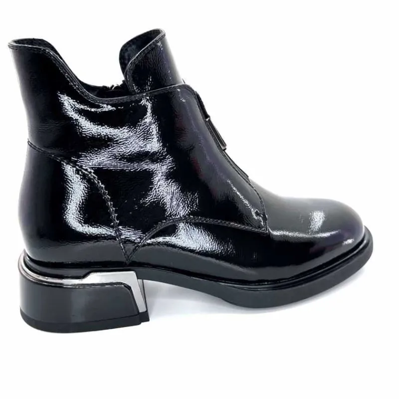 Basic<Elue Par Nous Bottines Sanchez Cuir Vernis Noir