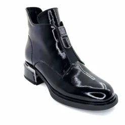 Basic<Elue Par Nous Bottines Sanchez Cuir Vernis Noir