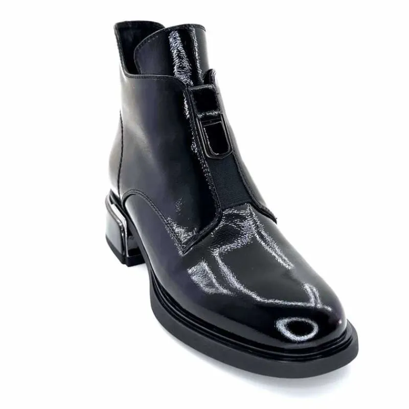 Basic<Elue Par Nous Bottines Sanchez Cuir Vernis Noir