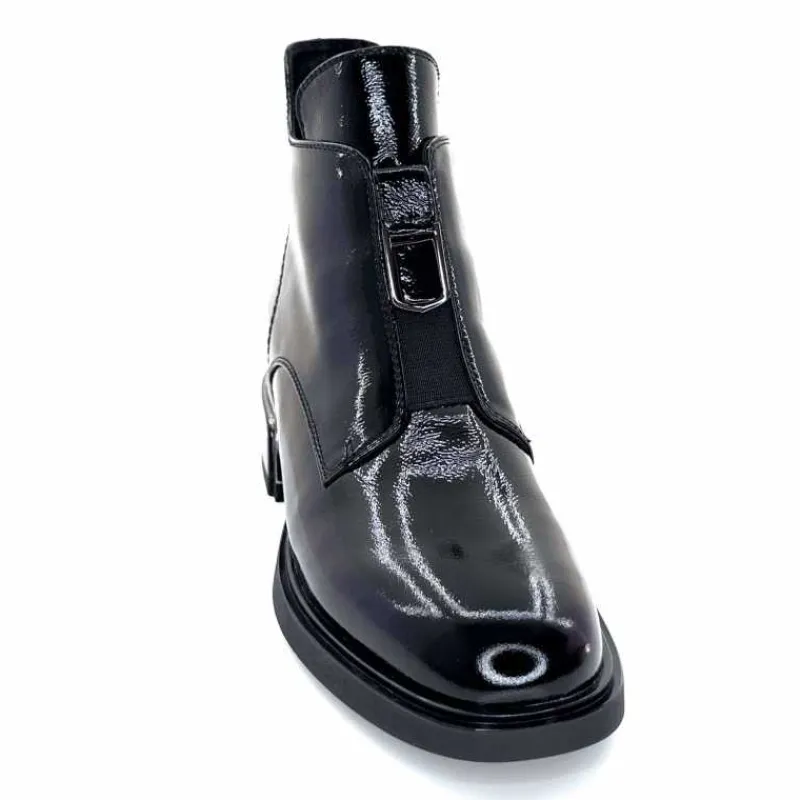 Basic<Elue Par Nous Bottines Sanchez Cuir Vernis Noir