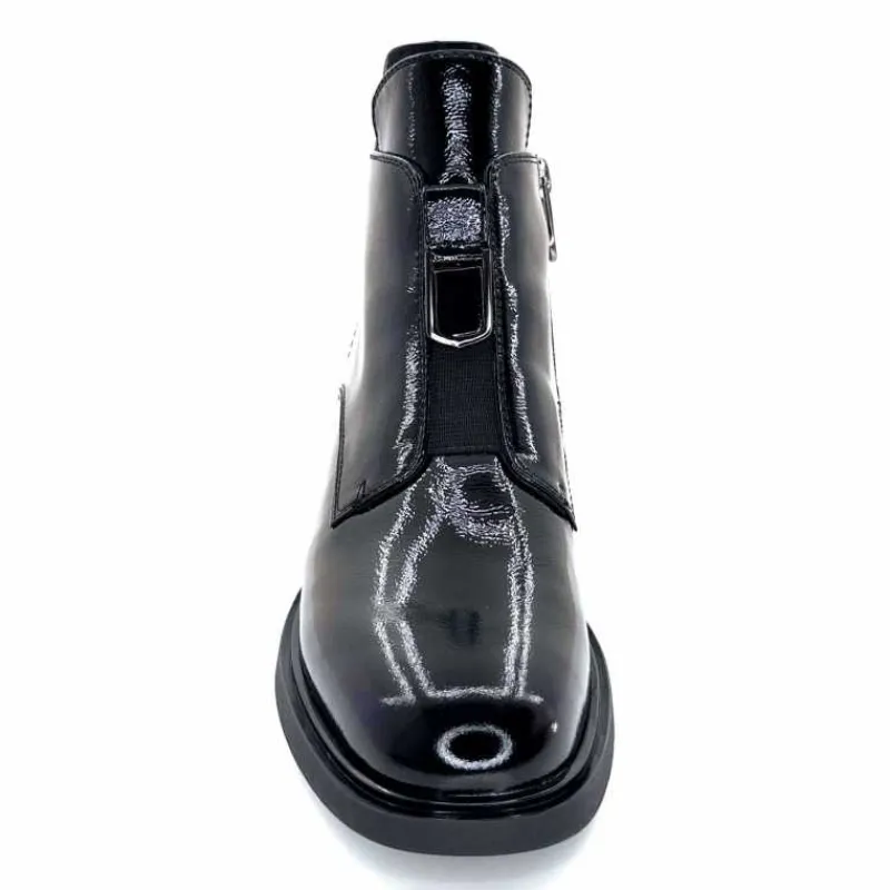 Basic<Elue Par Nous Bottines Sanchez Cuir Vernis Noir