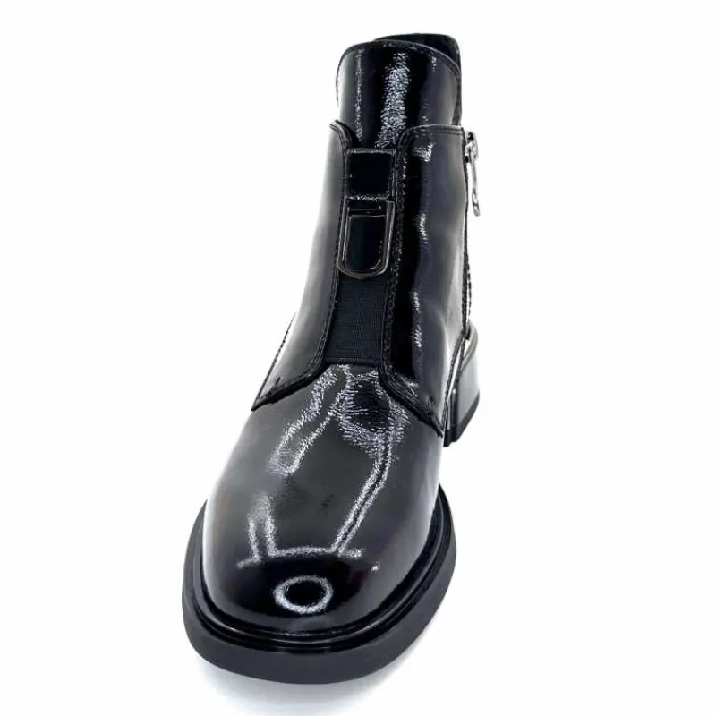 Basic<Elue Par Nous Bottines Sanchez Cuir Vernis Noir