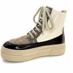 Fourrure|Compensées & Plateformes<Elena Bottines Fourrées 20339 Gill Cuir Crème Marron Gris BlancGrisClairMarron