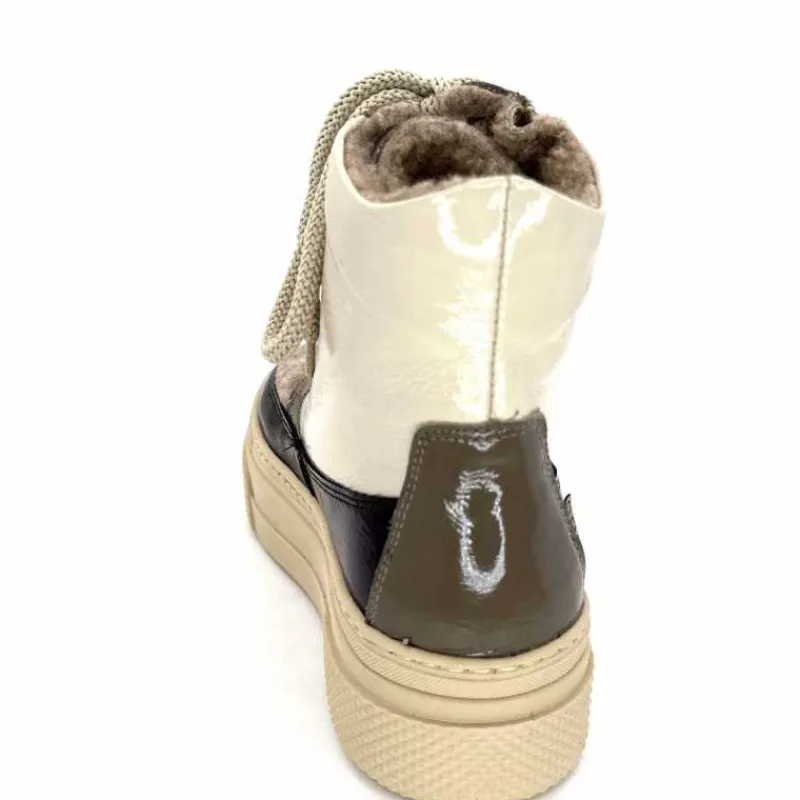 Fourrure|Compensées & Plateformes<Elena Bottines Fourrées 20339 Gill Cuir Crème Marron Gris BlancGrisClairMarron