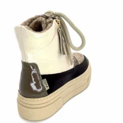 Fourrure|Compensées & Plateformes<Elena Bottines Fourrées 20339 Gill Cuir Crème Marron Gris BlancGrisClairMarron