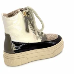 Fourrure|Compensées & Plateformes<Elena Bottines Fourrées 20339 Gill Cuir Crème Marron Gris BlancGrisClairMarron