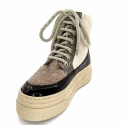 Fourrure|Compensées & Plateformes<Elena Bottines Fourrées 20339 Gill Cuir Crème Marron Gris BlancGrisClairMarron