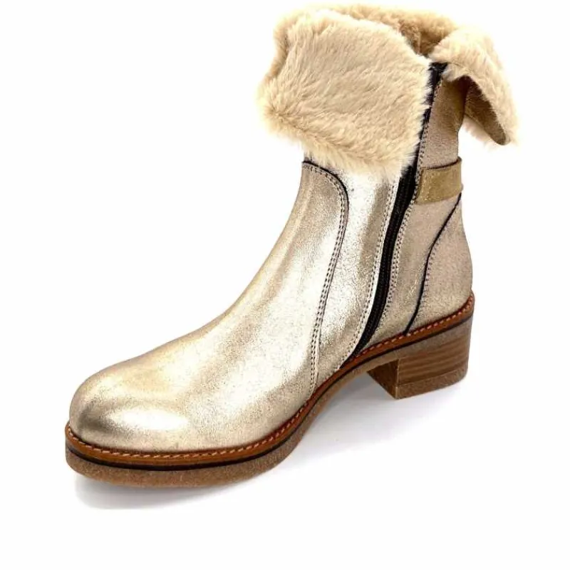 Fourrure|Elégant<MKD Bottines Fourrées Jessy Cuir Gold Or