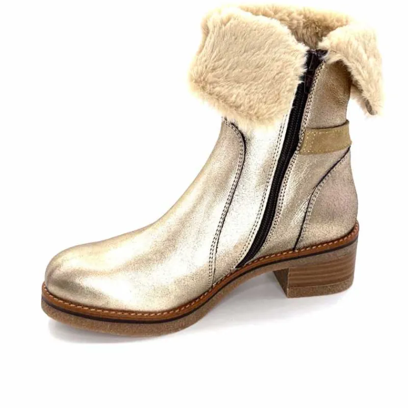 Fourrure|Elégant<MKD Bottines Fourrées Jessy Cuir Gold Or