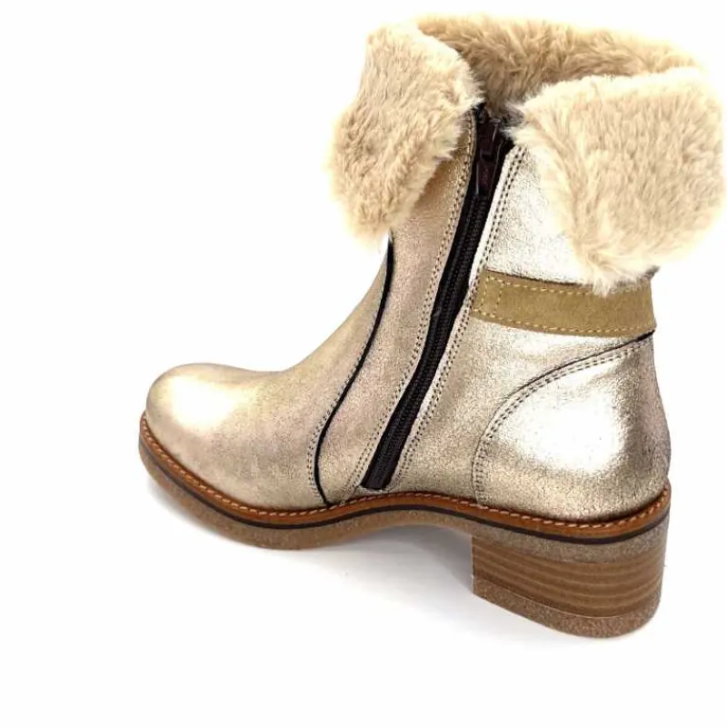 Fourrure|Elégant<MKD Bottines Fourrées Jessy Cuir Gold Or