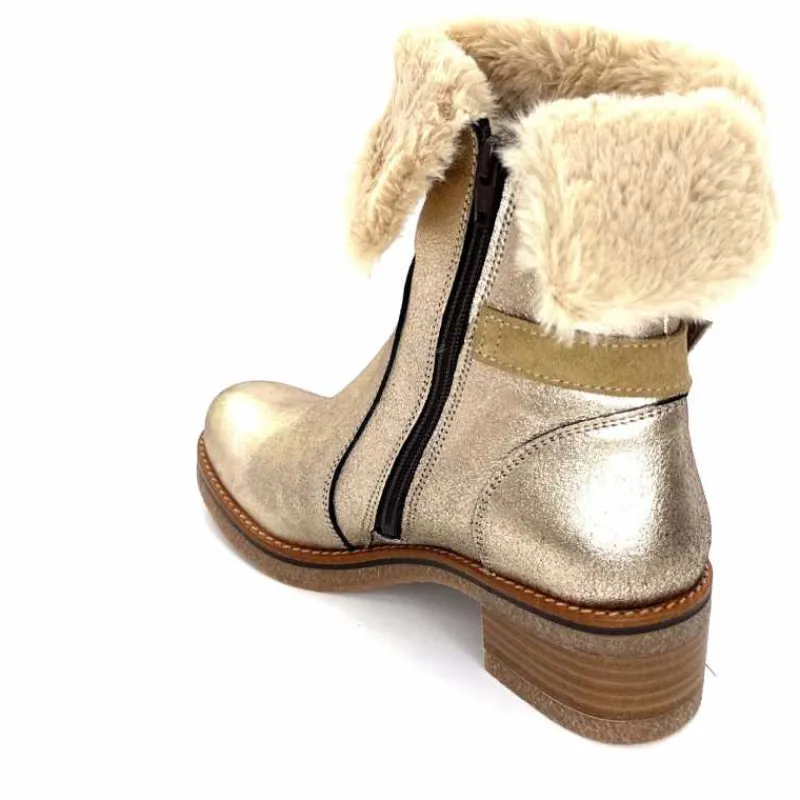 Fourrure|Elégant<MKD Bottines Fourrées Jessy Cuir Gold Or