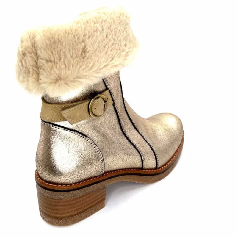 Fourrure|Elégant<MKD Bottines Fourrées Jessy Cuir Gold Or