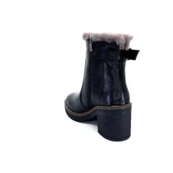 Neige|Fourrure<Ivoire-354 Bottines Fourrées Mouton Ivoire 109381 Cuir Noir