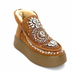 Compensées & Plateformes|Fourrure<nanku srls Bottines Fourrées Nan-Ku Dfh - 08 Daim Camel Marron