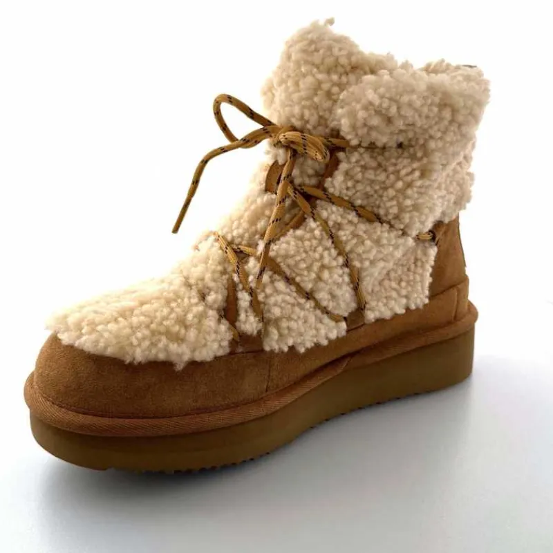 Montagne|Fourrure<sweet heritage Bottines Fourrées Praz Daim Fourrure Camel