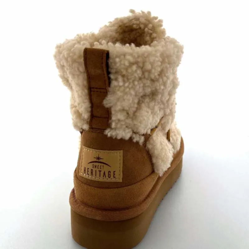 Montagne|Fourrure<sweet heritage Bottines Fourrées Praz Daim Fourrure Camel