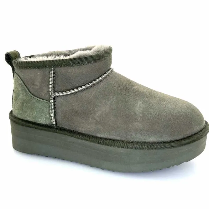 Montagne|Fourrure<sweet heritage Bottines Fourrées Patineuse Daim Vert